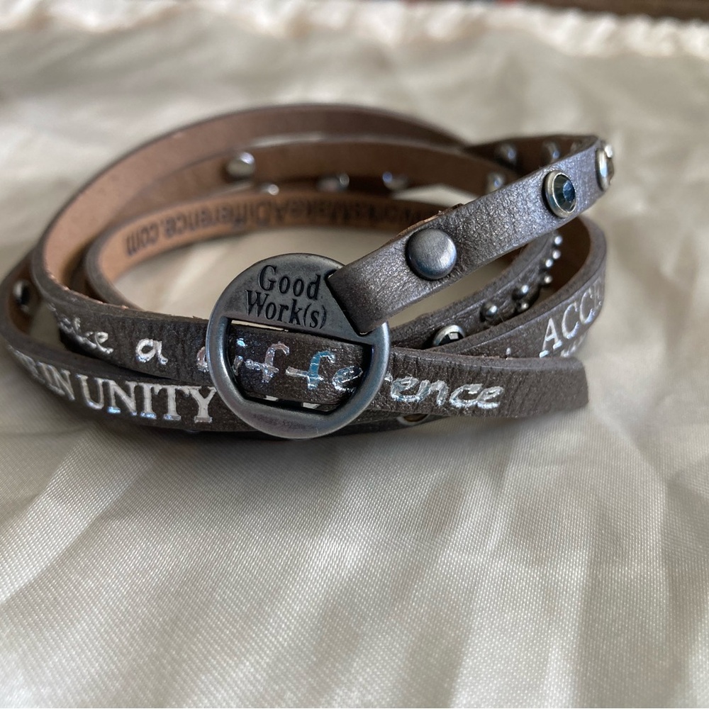 Grey and Silver Leather Wrap Bracelet - Christian